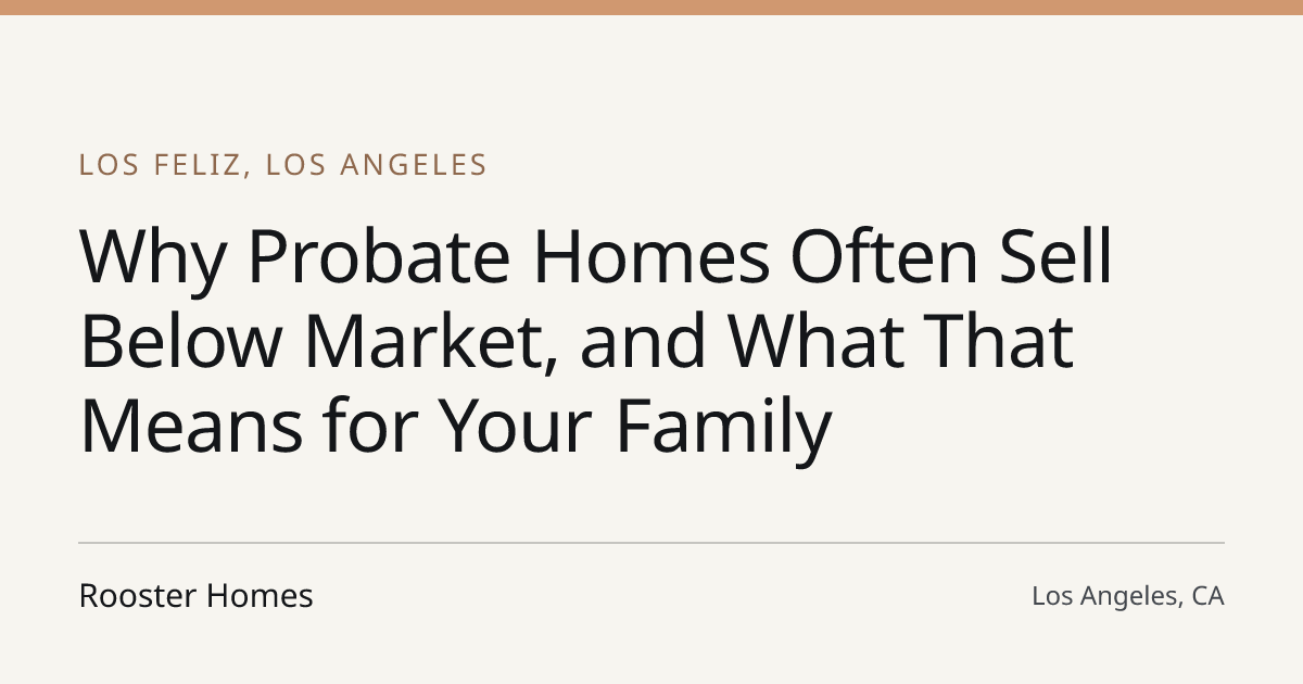 Title card for the article: Why Probate Homes Often Sell Below Market, and What That Means for Your Family